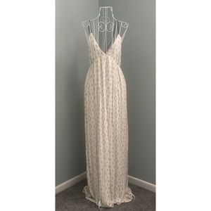 O’Neill Deep V Plunge A-line Maxi Boho Long Sun Dress Beach Backless Tie